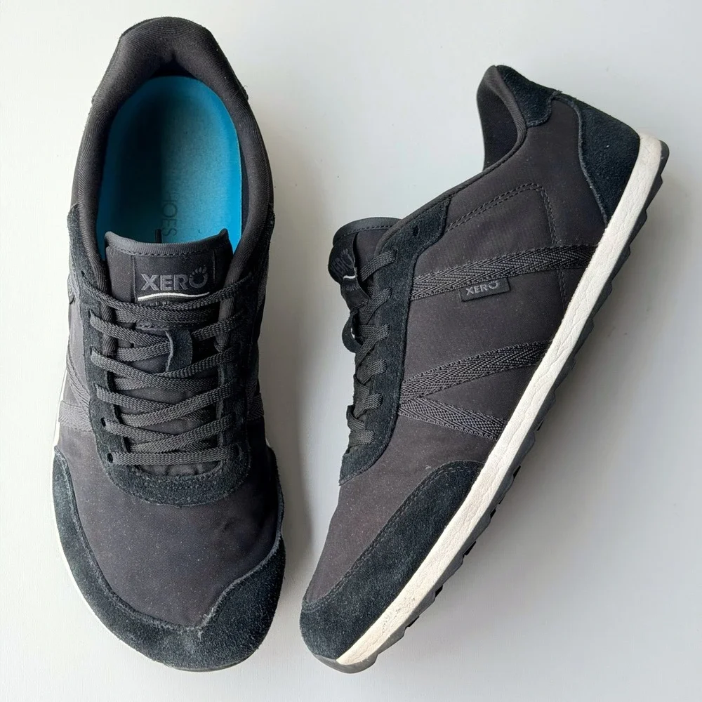 Xero Shoes Wynn Sneakers Mens 11 Black Barefoot Suede Minimalist Zero Drop